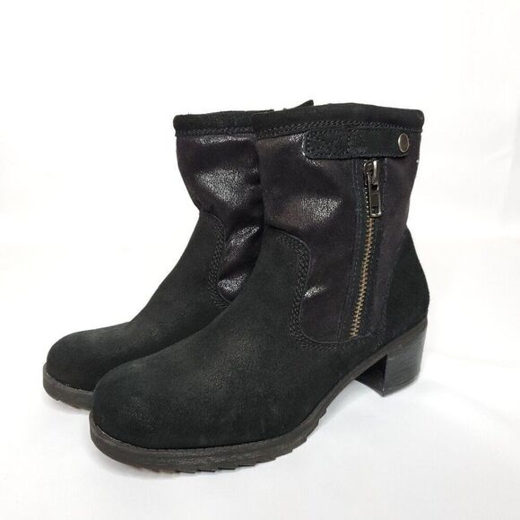 Naturalizer Suede Leather Boots 8.5 Black Faux Fur Lining Round Toe Zip Closure - Picture 2 of 8